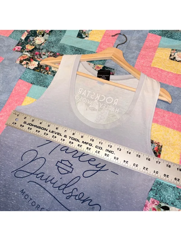 Harley-Davidson Woman’s XL Fort Myers Palm Tree Summer blue ombre tank top - Image 7