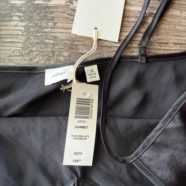 Aritzia Wilfred Black Sonnet Satin Lace Slip Dress Adjustable Straps - Image 5