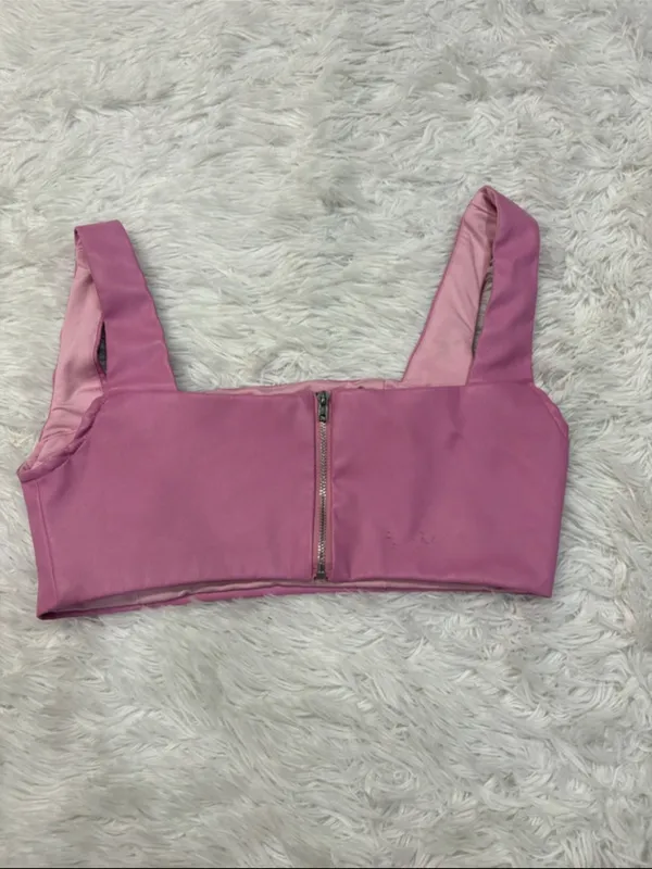 Edikted Pink Square-Neck Crop Top - Women's Sleeveless Bralette - Image 2