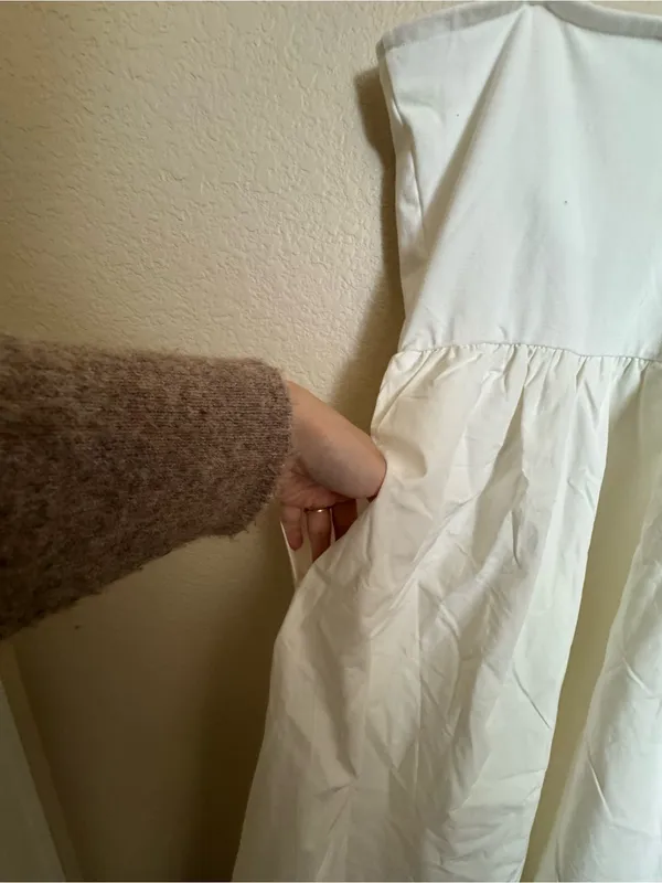 Gap Mixed Media Midi Dress Sz Small White‎ NEW strapless poplin summer cotton - Image 7