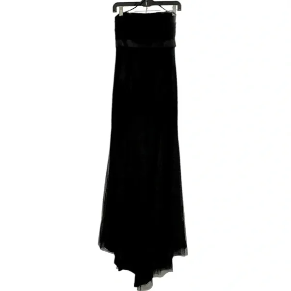 Vera Wang Maids Black Strapless Full Length Tulle Gown Size 4 - Image 3