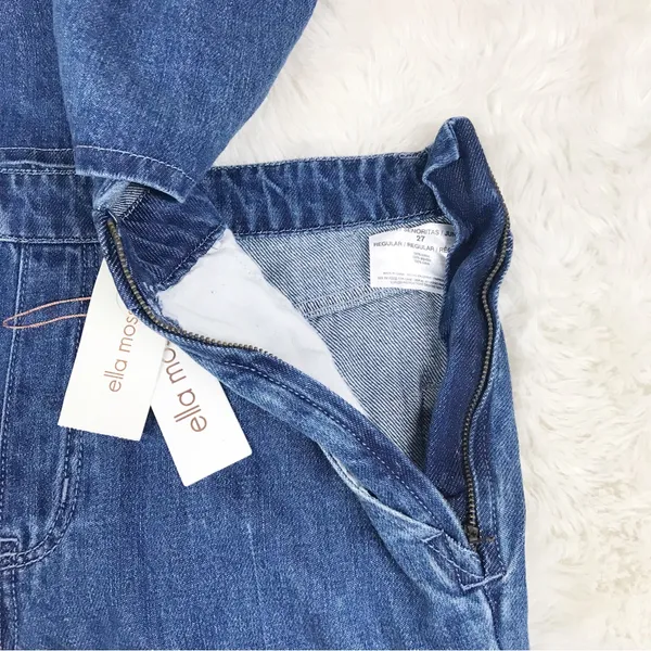 ELLA MOSS Denim Sleeveless Jumpsuit Size 27 Blue Jean Open Back Tapered‎ Raw Hem - Image 8
