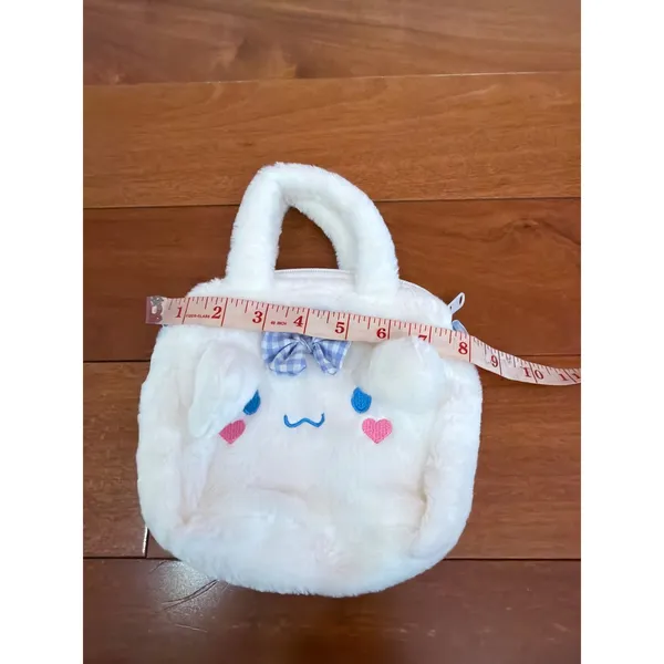 Sanrio Cinnamoroll Crossbody Bag Girls White Faux Fur‎ Plush Handbag Small 8in - Image 4