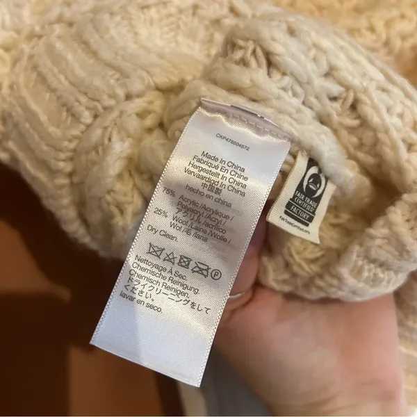 Madewell Wool Bomber‎ Cardigan Sweater Chunky Knit Cream Fisherman $148 NWT XXS - Image 8