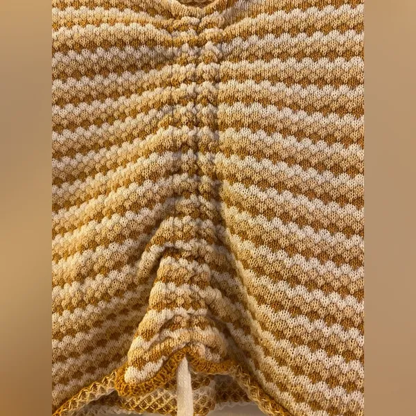 Ghanda Cisco Long Sleeve Crop Top in Natural Stripe, Size Extra Small - Image 5