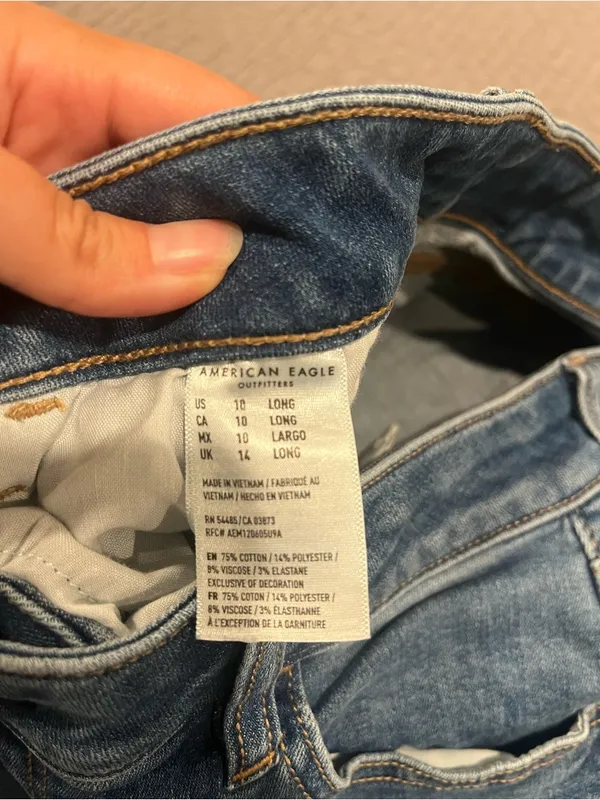 American Eagle Next Level Stretch Skinny Jeans - Blue Wash - Size 10 Long - Image 5