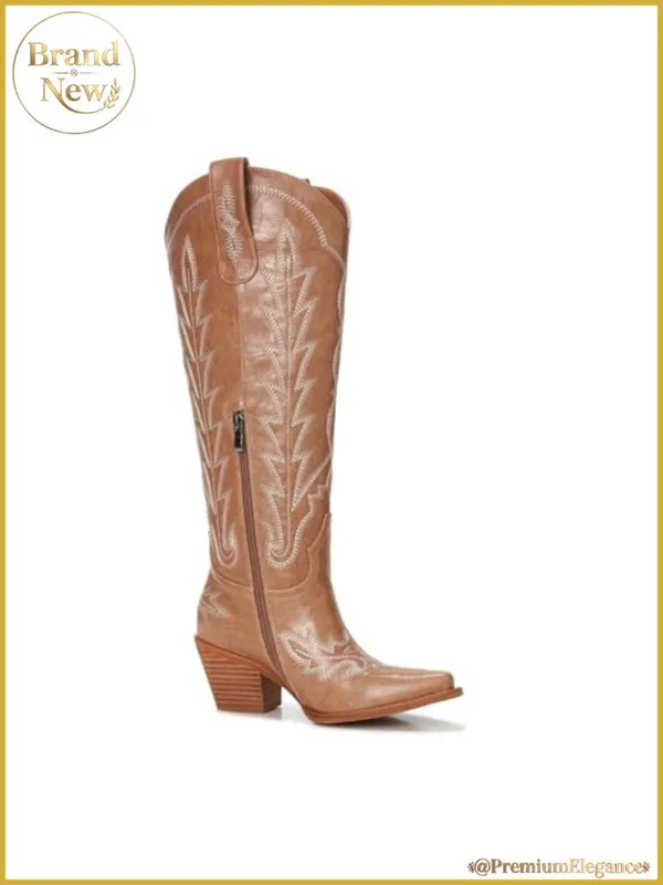 Brand New Still in box! Women's Tan Embroidered Western Heeled Boots - Image 2