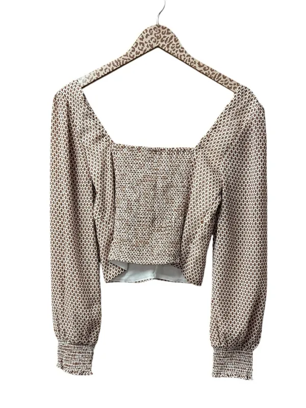 Abercrombie & Fitch A&F Long Puff Sleeve V-Neck Blouse Top Brown Medium NEW NWT - Image 2