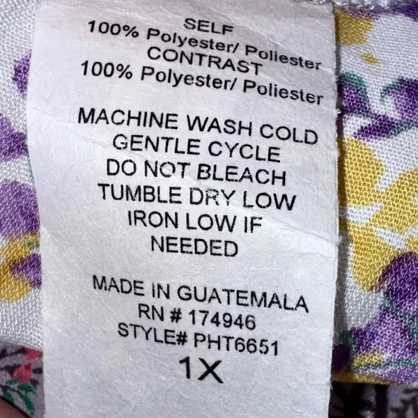 NWOT CHICSOUL Boho Cottagecore Patchwork‎ Purple Yellow Floral Blouse - 1X - Image 4