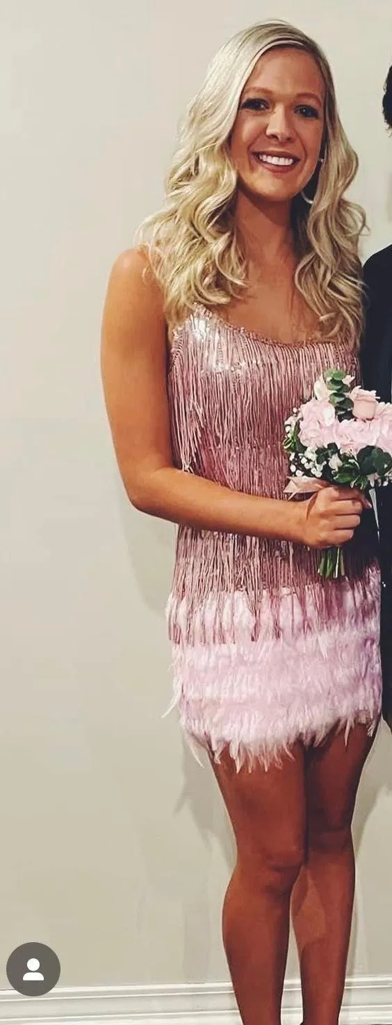 Triple Threads Pink Fringe Dress - Image 2