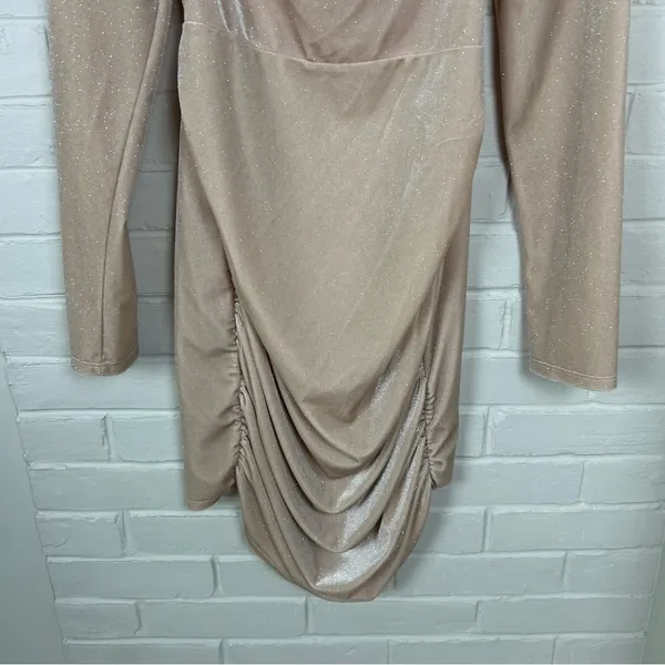 Altar’d State Nude Velvet Shimmer Body-con Long Sleeve Dress Size M - Image 5
