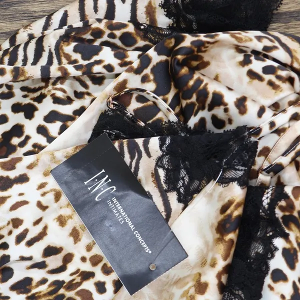 NWT INC International Concepts Shortie Pajama Set 2-Piece Mixed Animal Brown L - Image 7