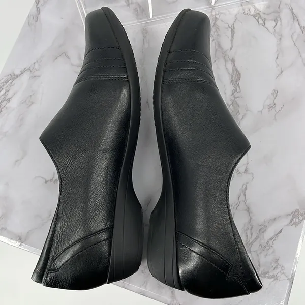 Dansko Franny Loafers Womens 39/ 8.5‎ Black Leather Slip On Low Wedge Shoes - Image 4