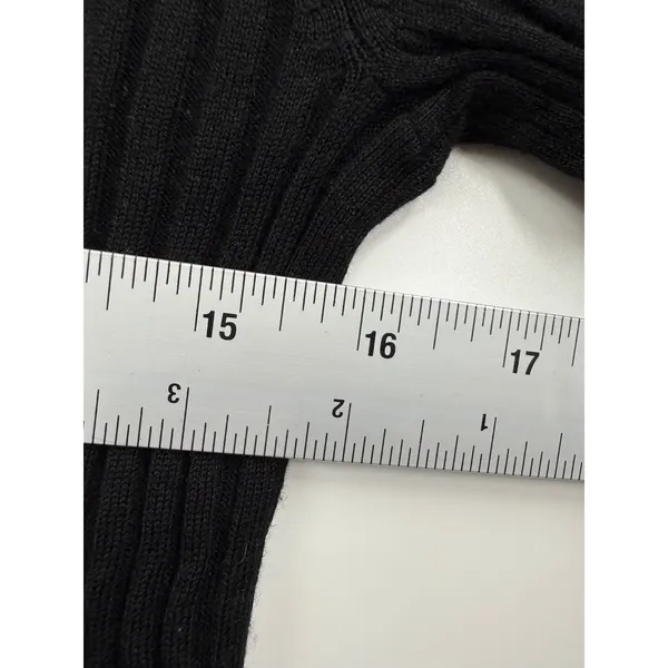J. Crew Black Ribbed Silk Cashmere Blend Crew Neck Long Sleeve Sweater Women's M - Image 5