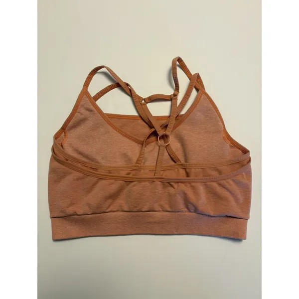 Gymshark Sports Bra Women Medium Orange Strappy Back Athletic Workout Activewear - Image 3