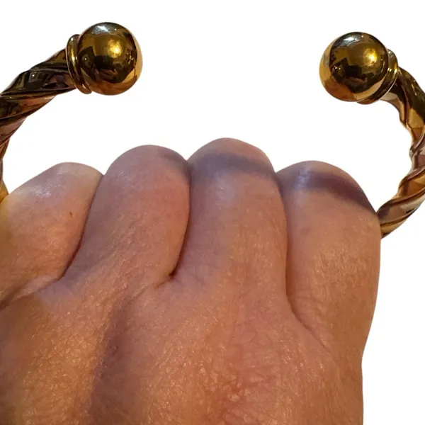 Gold and Silver Twisted Cuff Bracelet One Size - Image 6