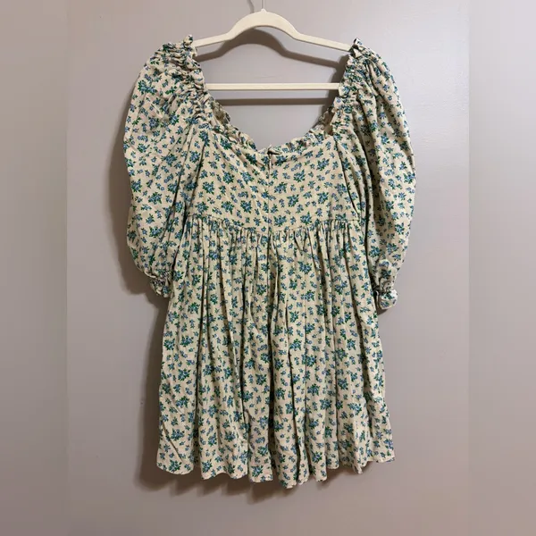 NWT Olivaceous Floral Puff Sleeve Lorelei‎ linen Easter spring summer dress Med - Image 4
