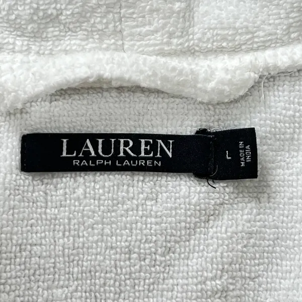 Lauren Ralph Lauren Terry Cloth Robe Women Large White Cotton Belted Spa Classic - Image 6