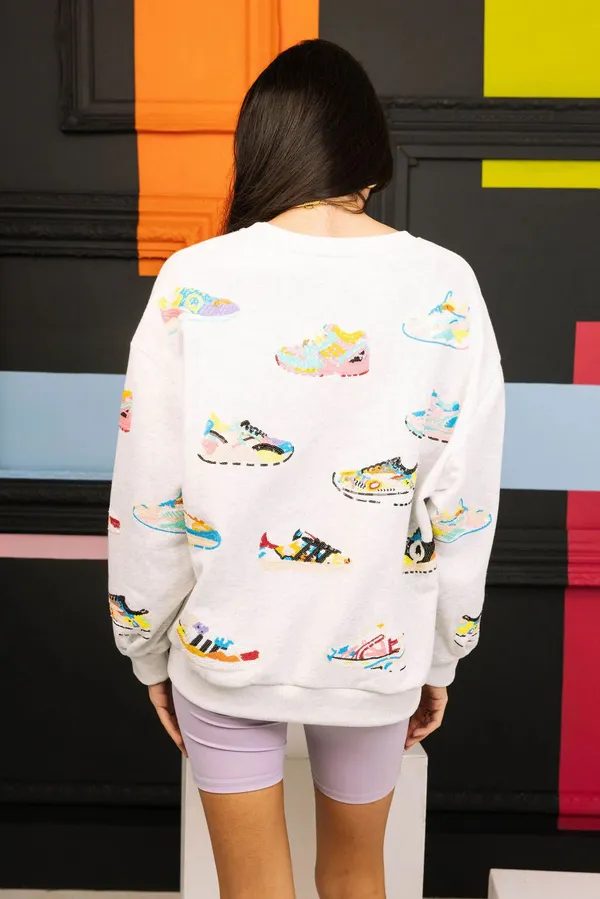 Queen Of Sparkles Sneakers Sweatshirt - Image 2