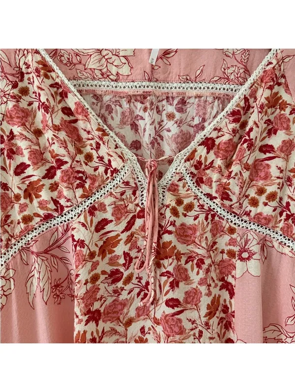 Free People Odette Printed Tunic Top Pink Pedal Combo size medium - Image 7