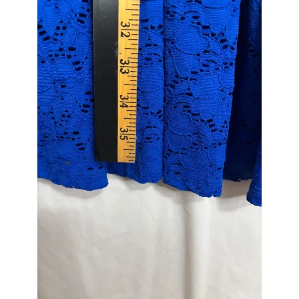 Alfani‎ Fit & Flare Dress Blue Floral Lace Belted Cocktail Party Wedding Work XL - Image 7