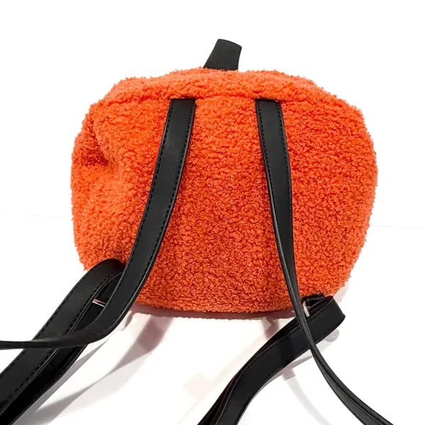 Dolls Kill Trickz N' Treatz Lets Get Lit Faux Shearling Pumpkin Backpack - Image 3