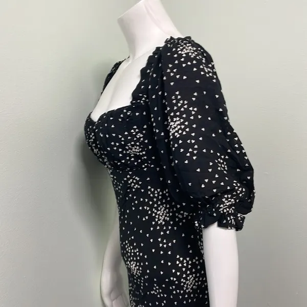 ANTHROPOLOGIE black and white mini heart print dress size small - Image 11