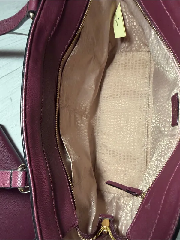 kate spade plum saffiano tote in deep berry - Image 7