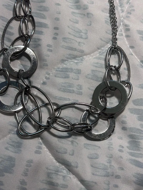 Paparazzi Gunmetal Chain Link Necklace & Earring Set Statement Jewelry - Image 2