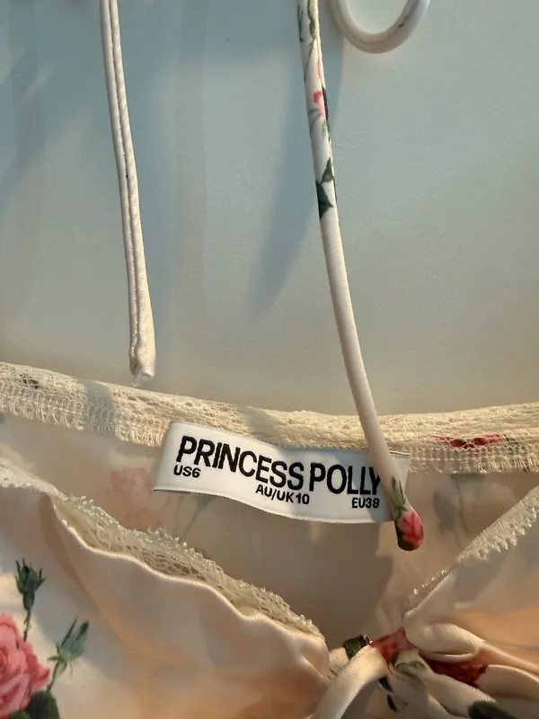 Princess Polly Cream Satin Floral Tie-Front Cami - Image 3