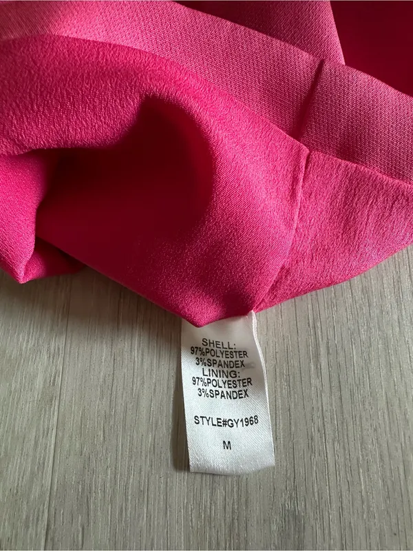 DO + BE One Shoulder Ruffle Bodycon Mini Dress Hot Doll Pink Size Medium NWT - Image 6