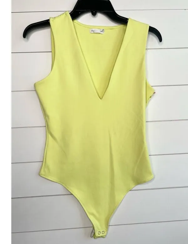 Good American Yellow V Neck Sleeveless Snap Closure GR4850 Bodysuit Large - Image 2