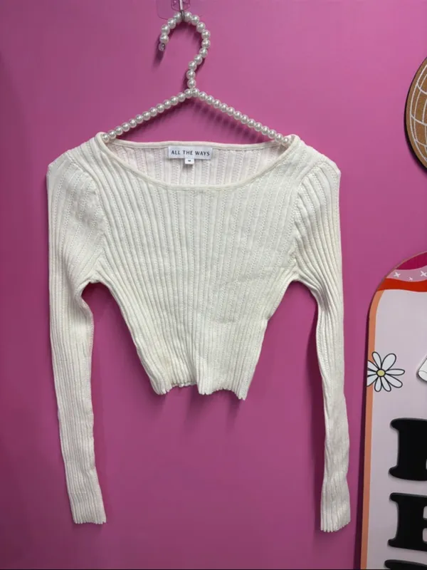 ALL THE WAYS Desirae Knit Top in White - Image 4