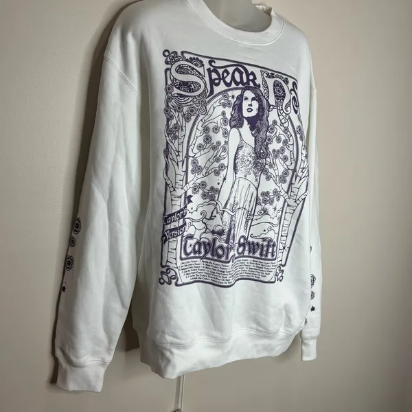Taylor Swift Speak Now Taylors version crewneck Sweatshirt white purple Large - Image 2