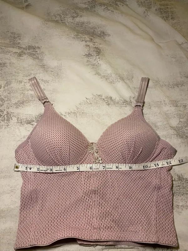 Euro Blush Pink Textured Bustier Crop Top - Image 7