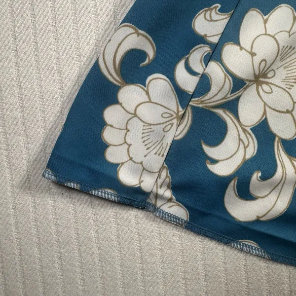 LOFT Women’s Medium Floral A-Line Skirt Blue White Paisley Flare - Image 7