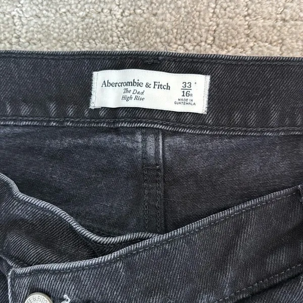 Abercrombie “The dad high rise” asymmetric criss cross waistband washed black grey gray - Image 7