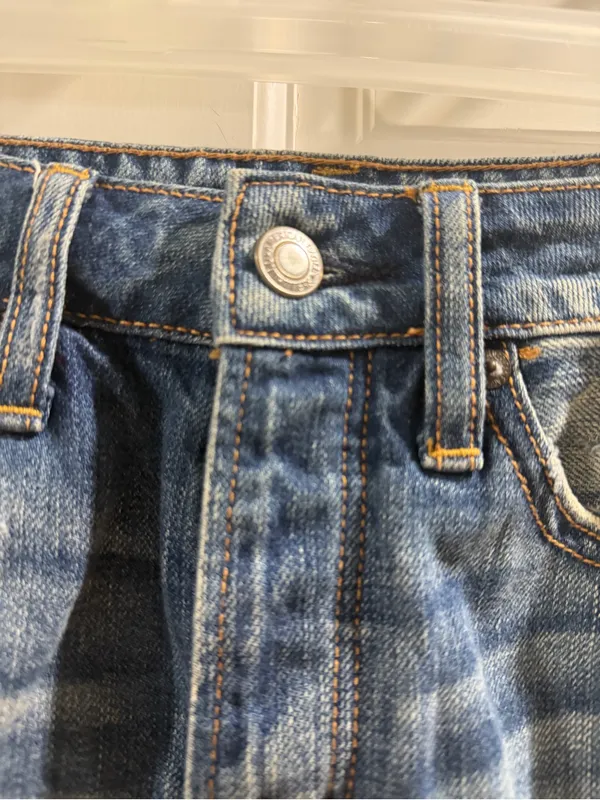 American Eagle Outfitters Blue Distressed Denim Mini Skirt Size 6 - Image 5