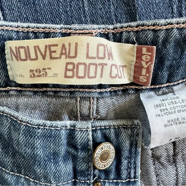 Vintage Levis 525 Jeans Nouveau Low Bootcut Y2K 2000s Medium Wash‎ Size 8M - Image 8