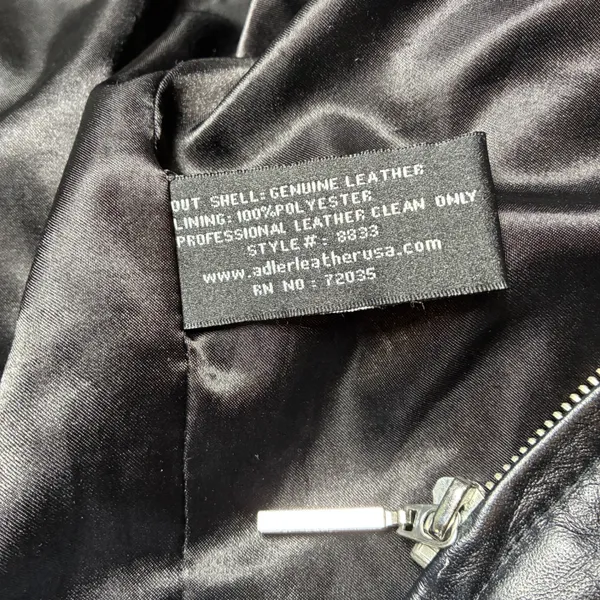 Adler Collection Black Genuine Leather Jacket Zip Front Collared Minimalist M - Image 6
