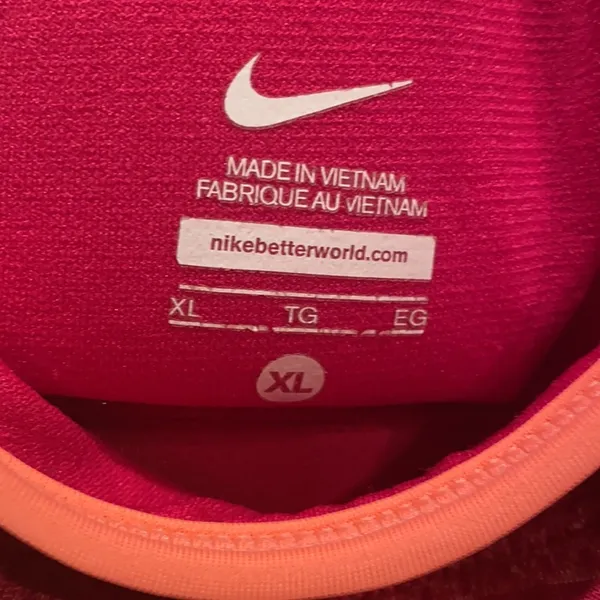 Nike workout tank pink built in padded bra XL strappy t back loose fitting logo - Image 7