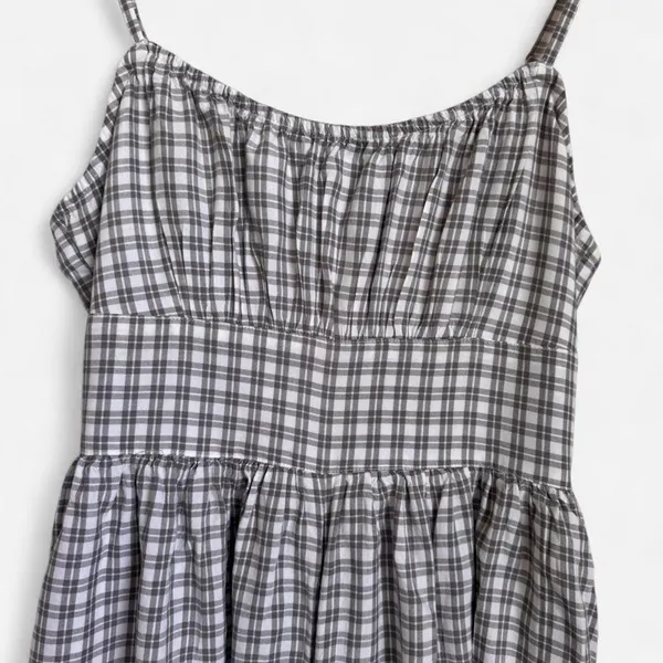 Hollister Co. White & Gray Plaid Playsuit / Romper - Size M - Image 3