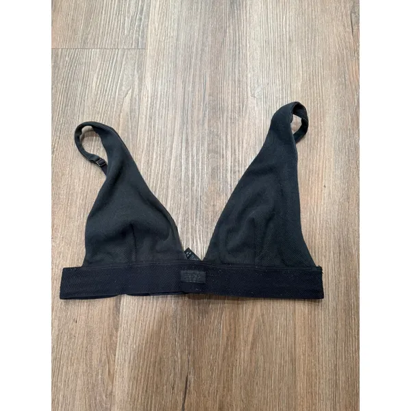 SKIMS Cotton‎ Rib Triangle Bralette Onyx Black Size XL Womens Ribbed Bra - Image 2