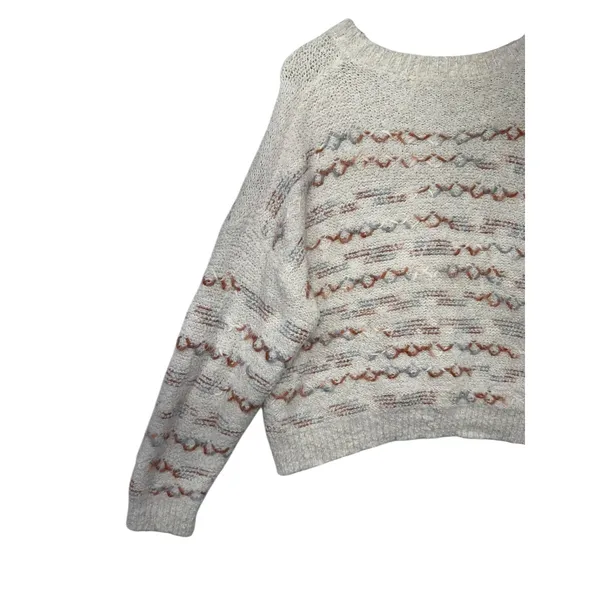 Altar'd State‎ Knit Geometric Pullover Cream Cozy Textured Relaxed Sweater L - Image 7