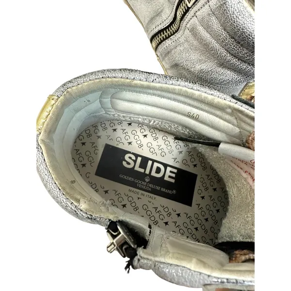 Golden Goose Deluxe Brand Slide Silver rainbow‎ High Top Sneakers 40 - Image 6