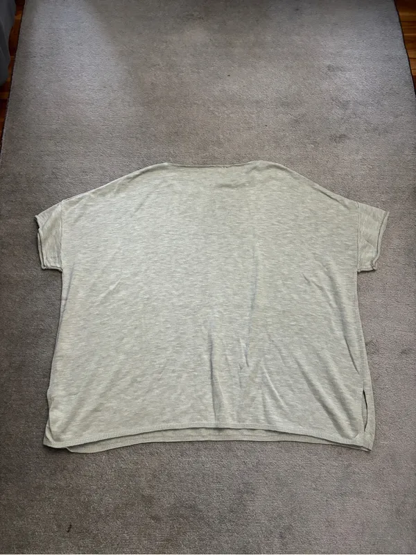 Free People Beach Oversized Short Sleeve Sweater Linen Blend Sage Green - Image 3