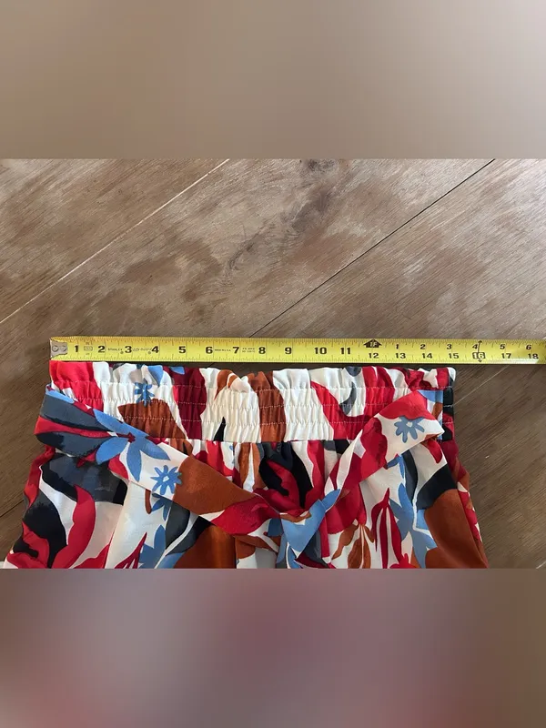Wide-Leg Palazzo Pants in Red & Blue Floral, size L - Image 5