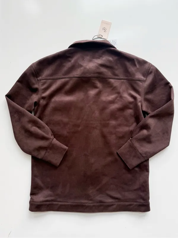 NWT Sincerely Jules Brown Faux Suede Overshirt Size M - Image 6