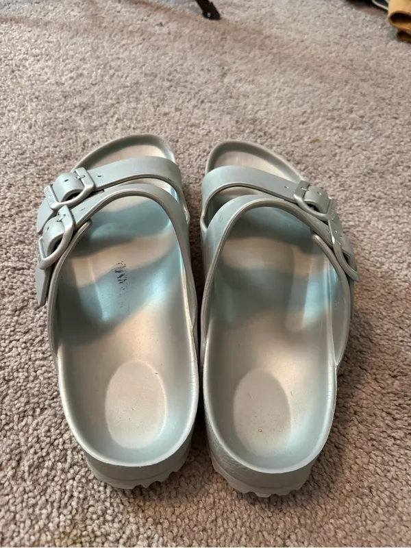 Birkenstock Two-Strap EVA Sandals in Silver size 38 / L 7 - Image 3