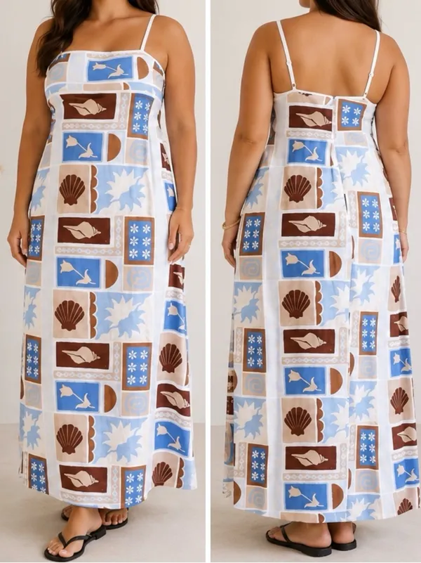 Sabo Skirt Georgia Solis Linen Blend Blue Resortwear Vacation Coastal Maxi Dress - Image 10